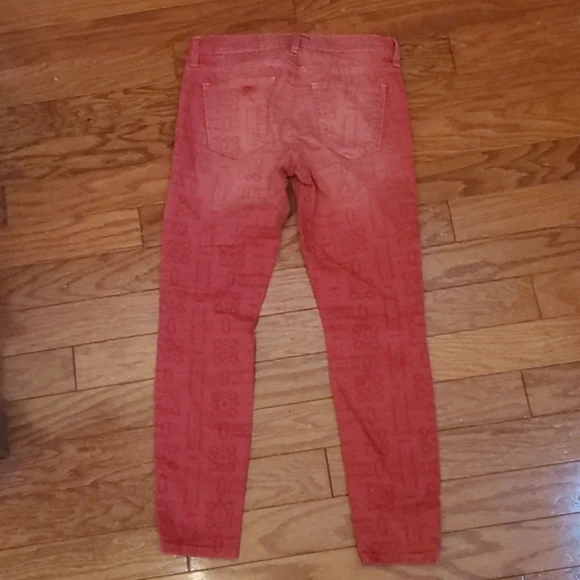Current/Elliott Red Faded Distressed Stiletto Jeans - Picture 5 of 5